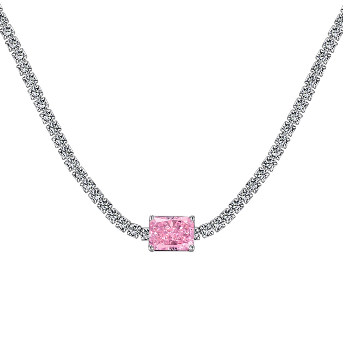 [Royal Jewelry]2.0 carat Ornate Emerald Cut Necklace