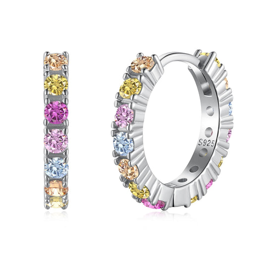 [Royal Jewelry]Radiant Colorful Round Cut Earrings