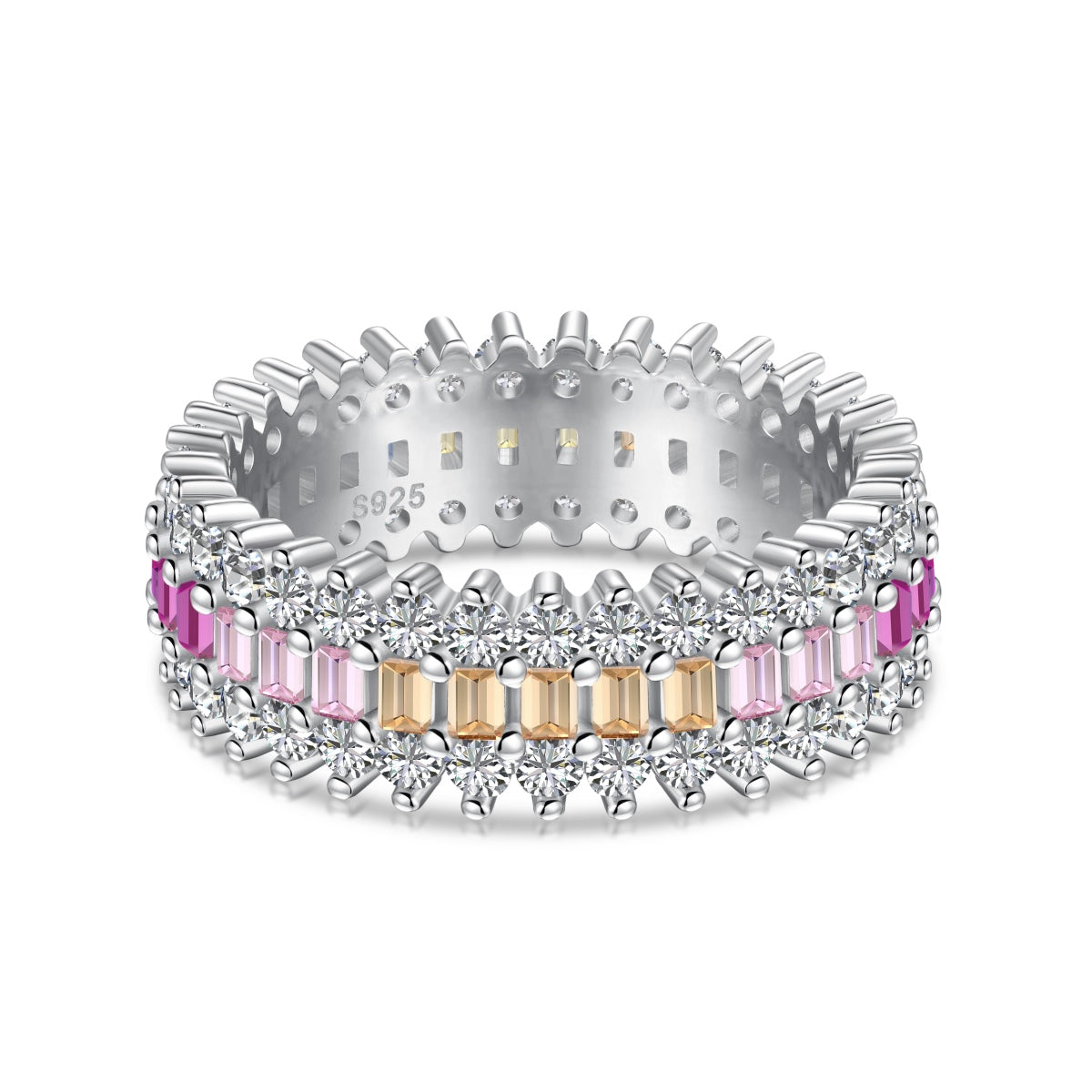 [Royal Jewelry]Ornate Colorful Radiant Cut Daily Ring