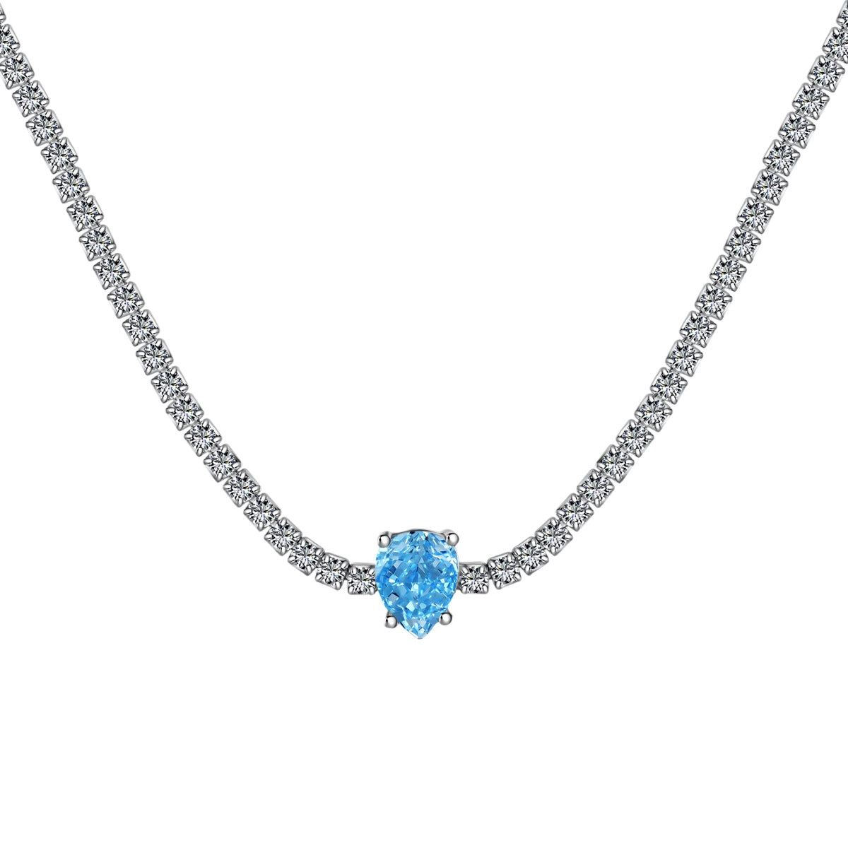 [Royal Jewelry]1.0 carat Unique Pear Cut Tennis Necklace