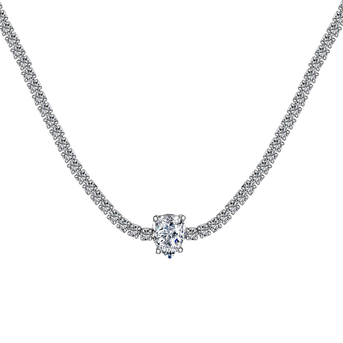 [Royal Jewelry]1.0 carat Unique Pear Cut Tennis Necklace