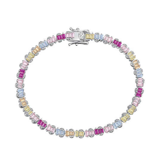 [Royal Jewelry]Delicate Colorful Emerald Cut Party Bracelet