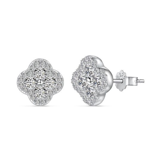 [Royal Jewelry]Four-Leaf Clover Flower Shaped Earrings