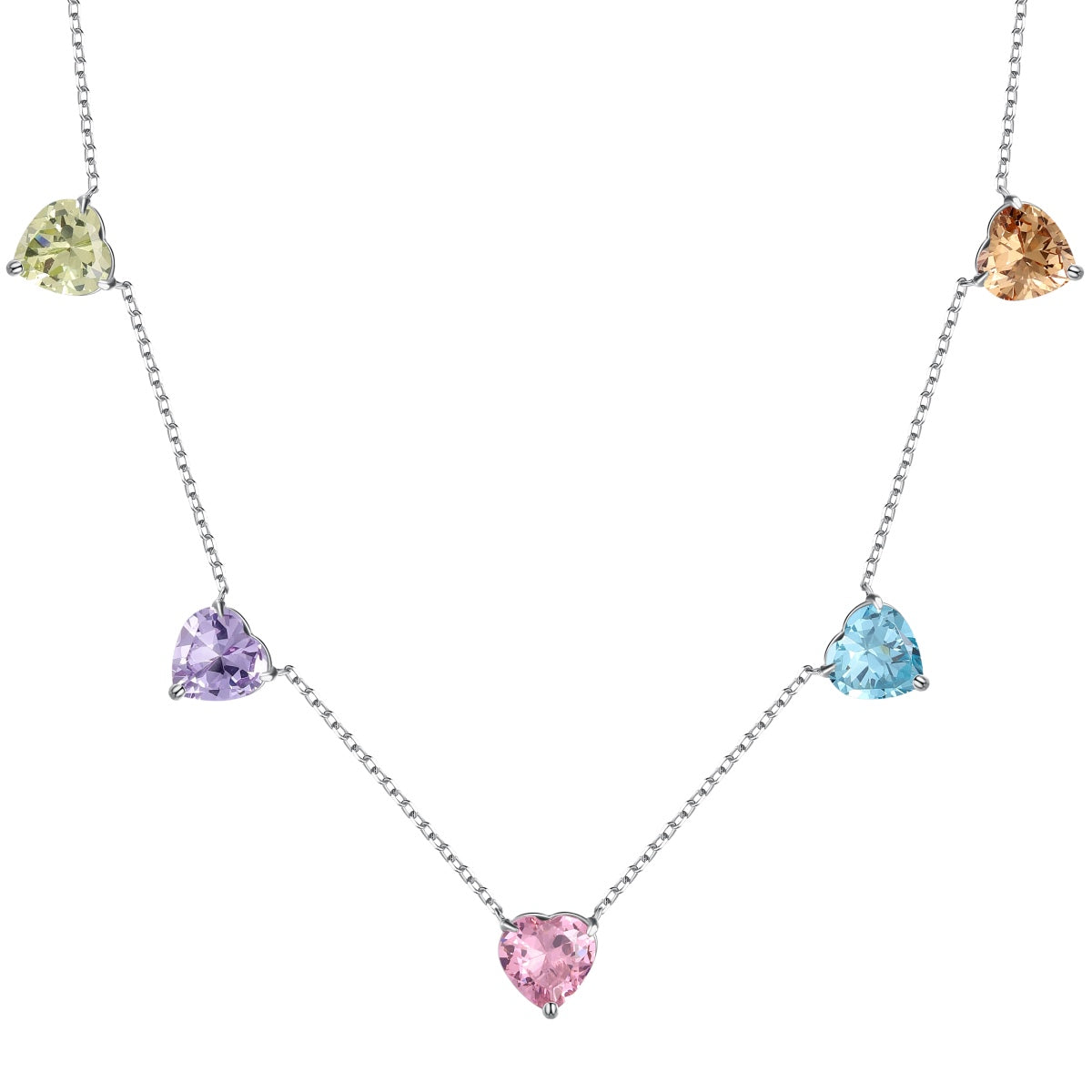 [Royal Jewelry]Sparkling Colorful Heart Cut Necklace