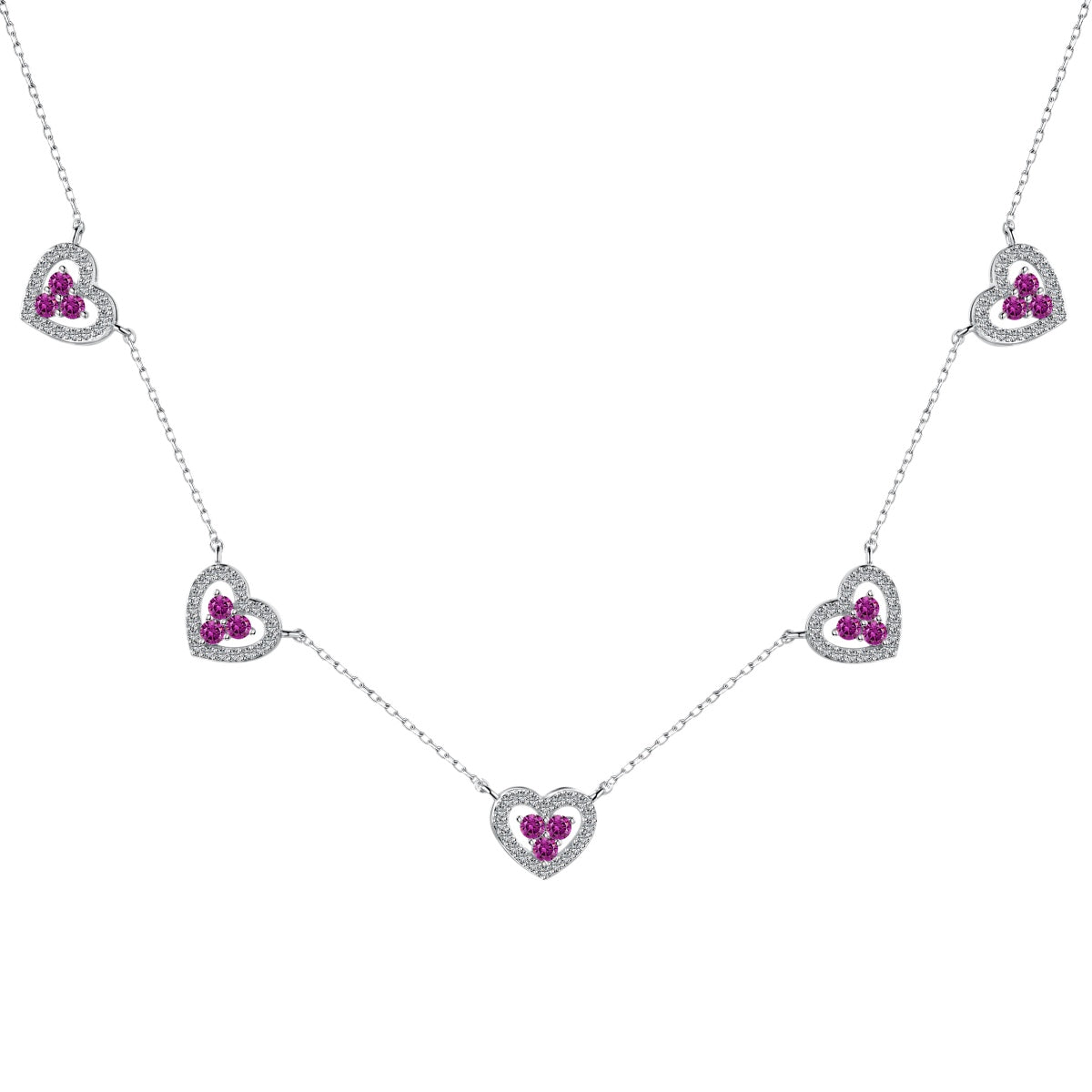 [Royal Jewelry]Sparkling Five Heart Necklace