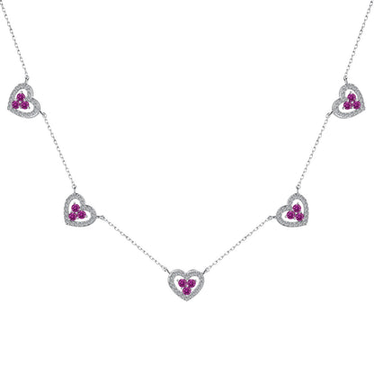 [Royal Jewelry]Sparkling Five Heart Necklace