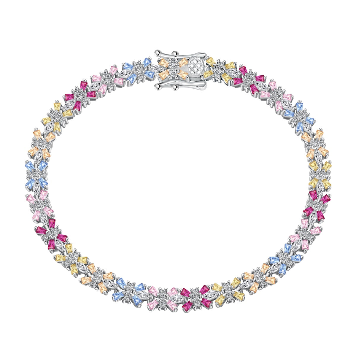 [Royal Jewelry]Radiant Colorful Emerald Cut Party Bracelet