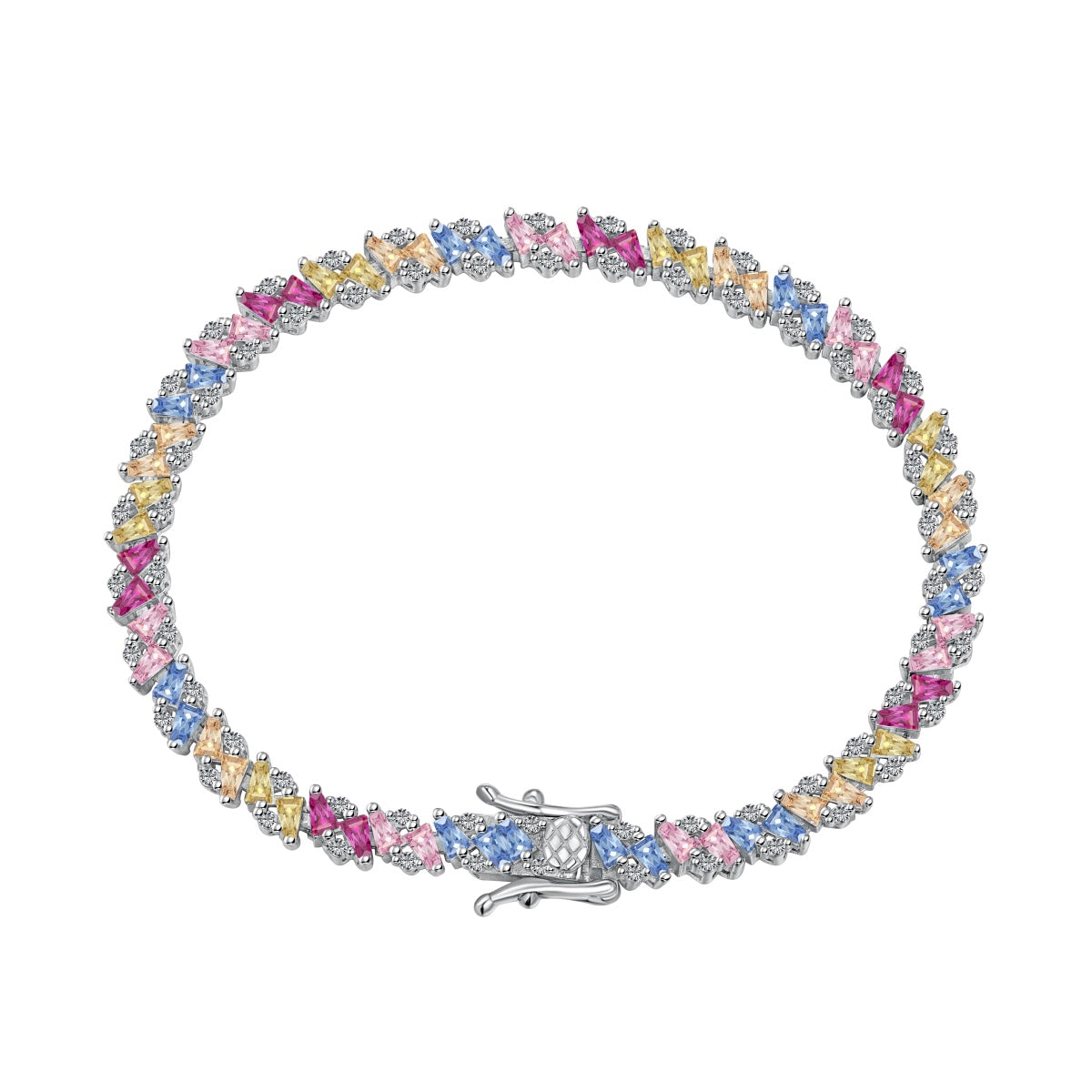 [Royal Jewelry]Ornate Sparkling Multi Cut Party Bracelet