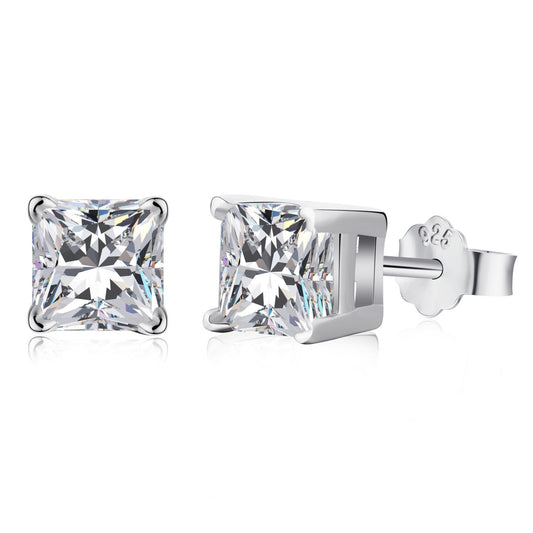 [Royal Jewelry]1.0 Carat Radiant Princess Cut Wedding Earrings