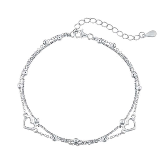 [Royal Jewelry]Dainty Double Layer Love Heart Bracelet
