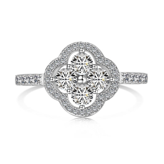 [Royal Jewelry]Four Leaf Clover Flower Design Ring