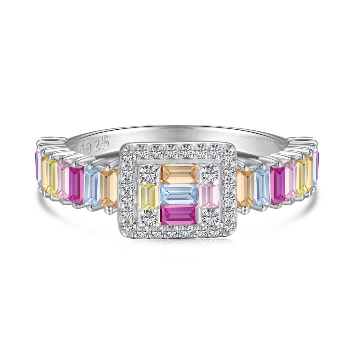 [Royal Jewelry]Exquisite Colorful Radiant Cut Party Ring