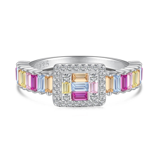 [Royal Jewelry]Exquisite Colorful Radiant Cut Party Ring