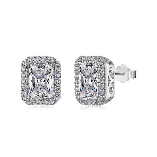 [Royal Jewelry]1.0 Carat Luxurious Dainty Emerald Cut Daily Earrings