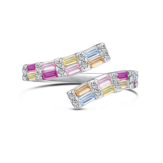 [Royal Jewelry]Charming Colorful Radiant Cut Adjustable Daily Ring