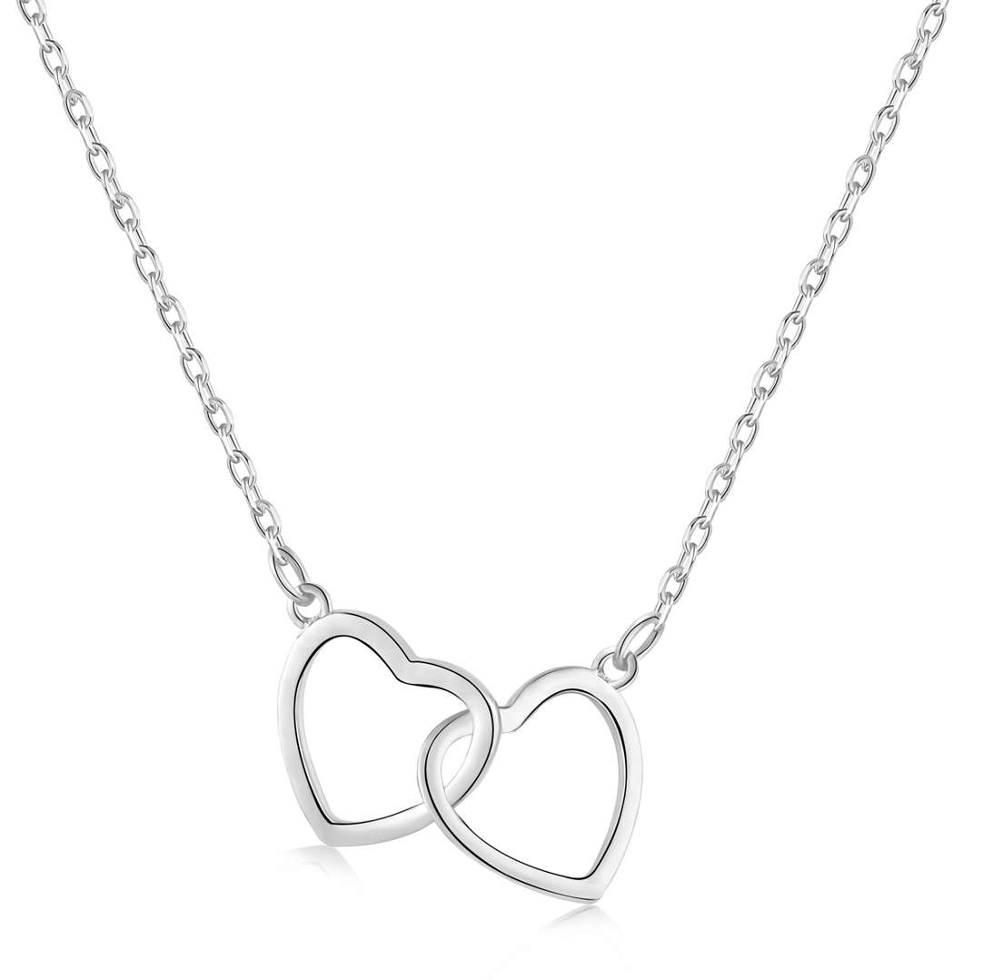 [Royal Jewelry]Sterling Silver Love Double Ring Necklace