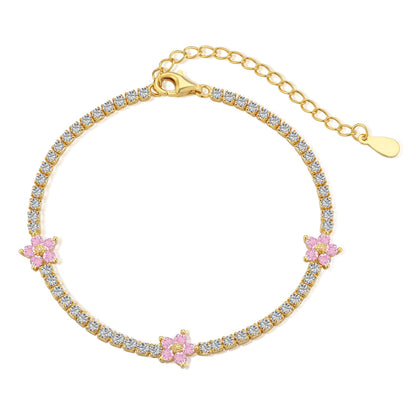 [Royal Jewelry]Sparkling Flower Shape Tennis Bracelet