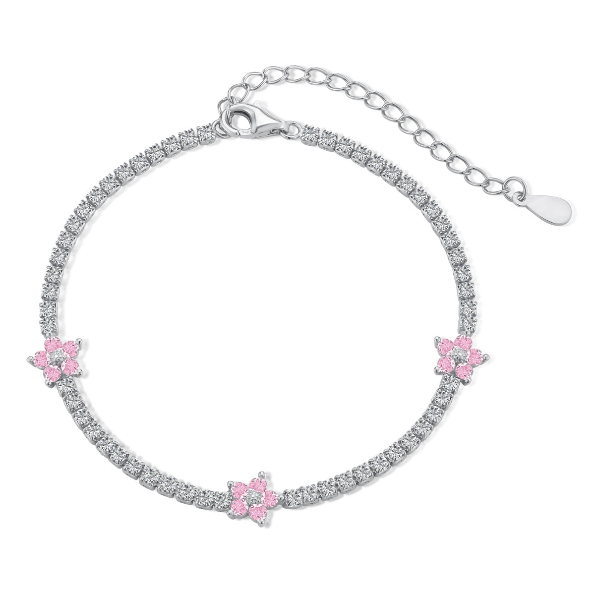 [Royal Jewelry]Sparkling Flower Shape Tennis Bracelet