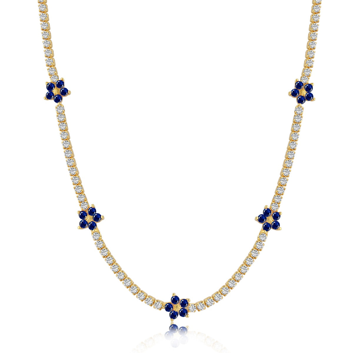 [Royal Jewelry]Luxurious Colorful Flower Tennis Necklace