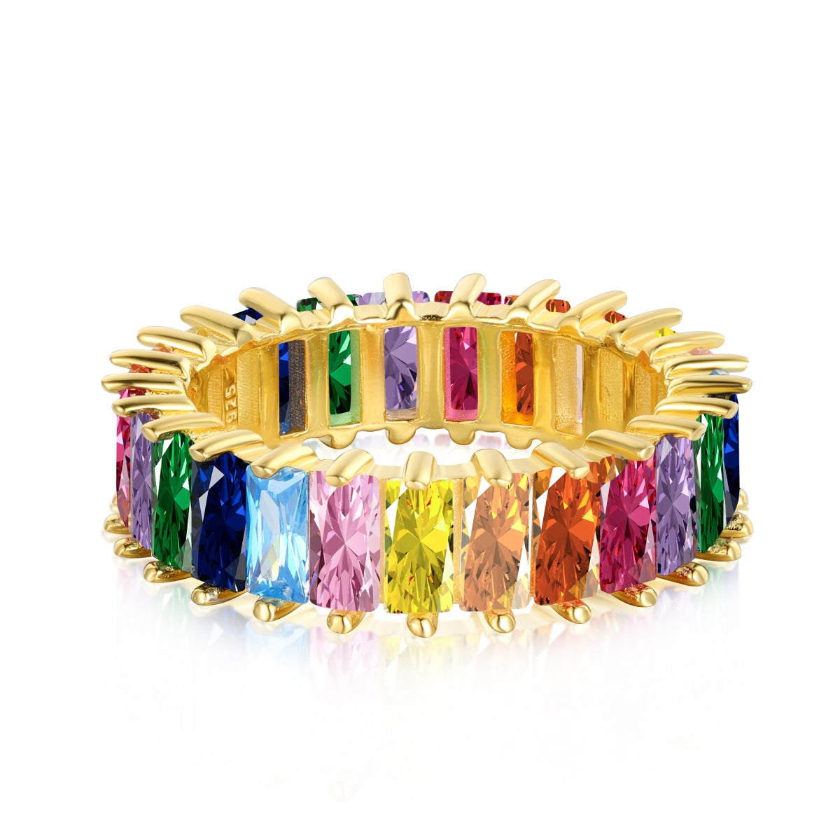 [Royal Jewelry]Unique Colorful Radiant Cut RIng