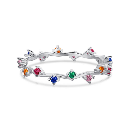 [Royal Jewelry]Radiant Colorful Round Cut Daily Ring
