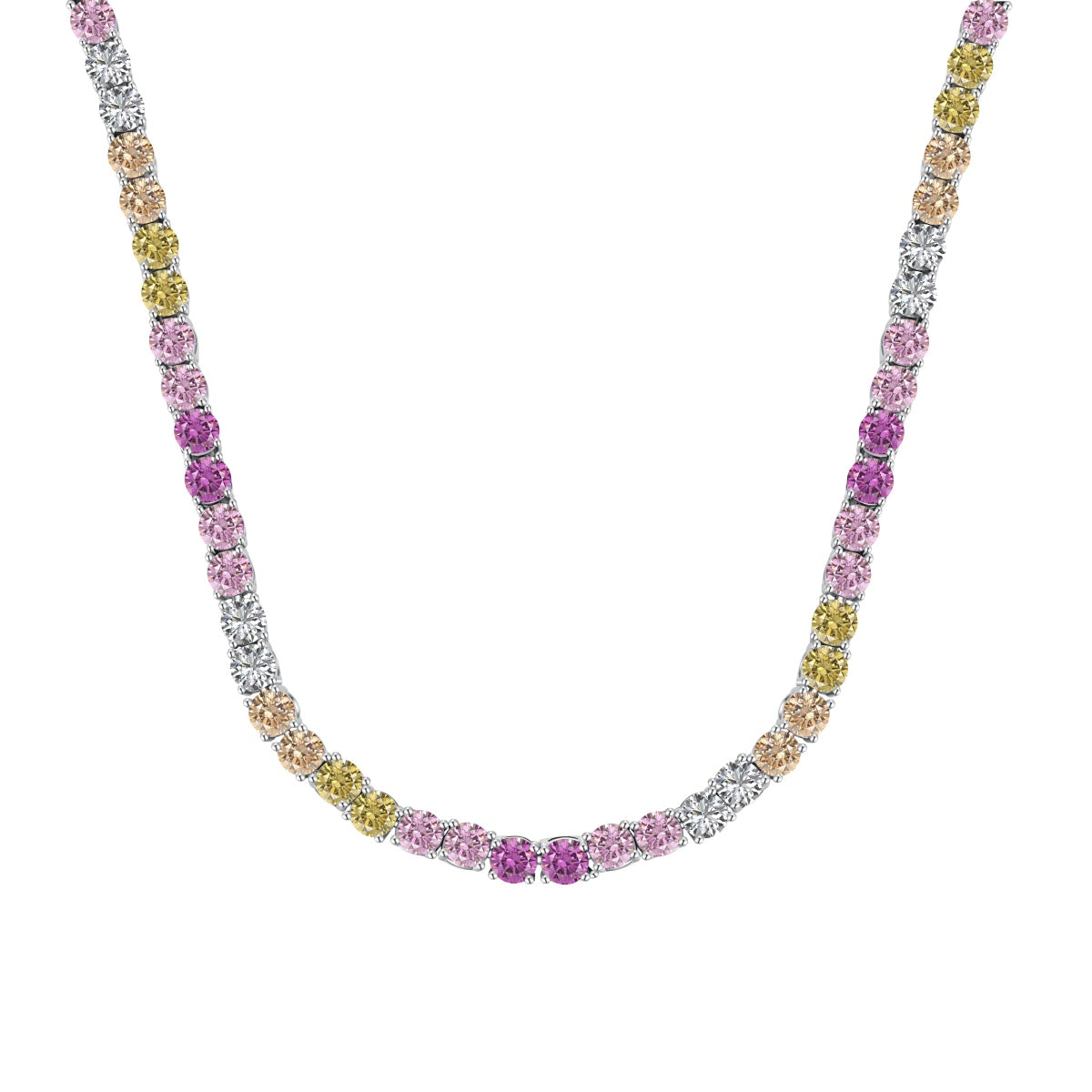 [Royal Jewelry]Delicate Colorful Tennis Necklace