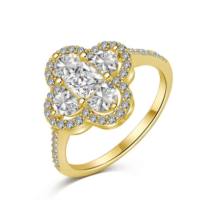 [Royal Jewelry]Luxurious Eternity Flower Shape Banquet Ring