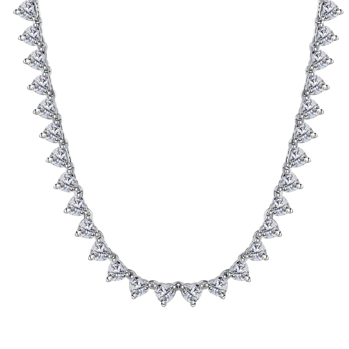 [Royal Jewelry]Ornate Heart Cut Tennis Necklace