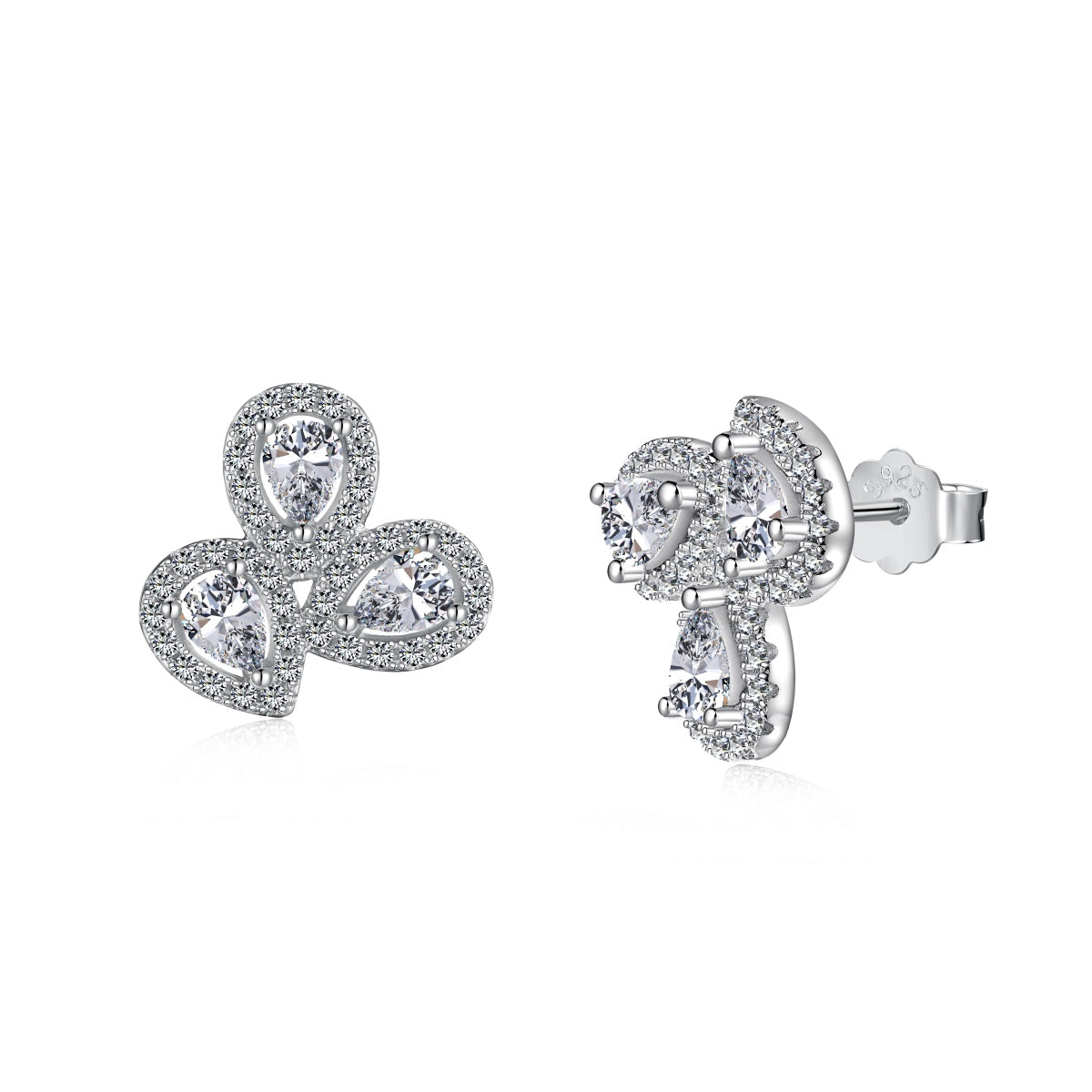 [Royal Jewelry]Ornate Flower Shape Pear Cut Lover Earrings