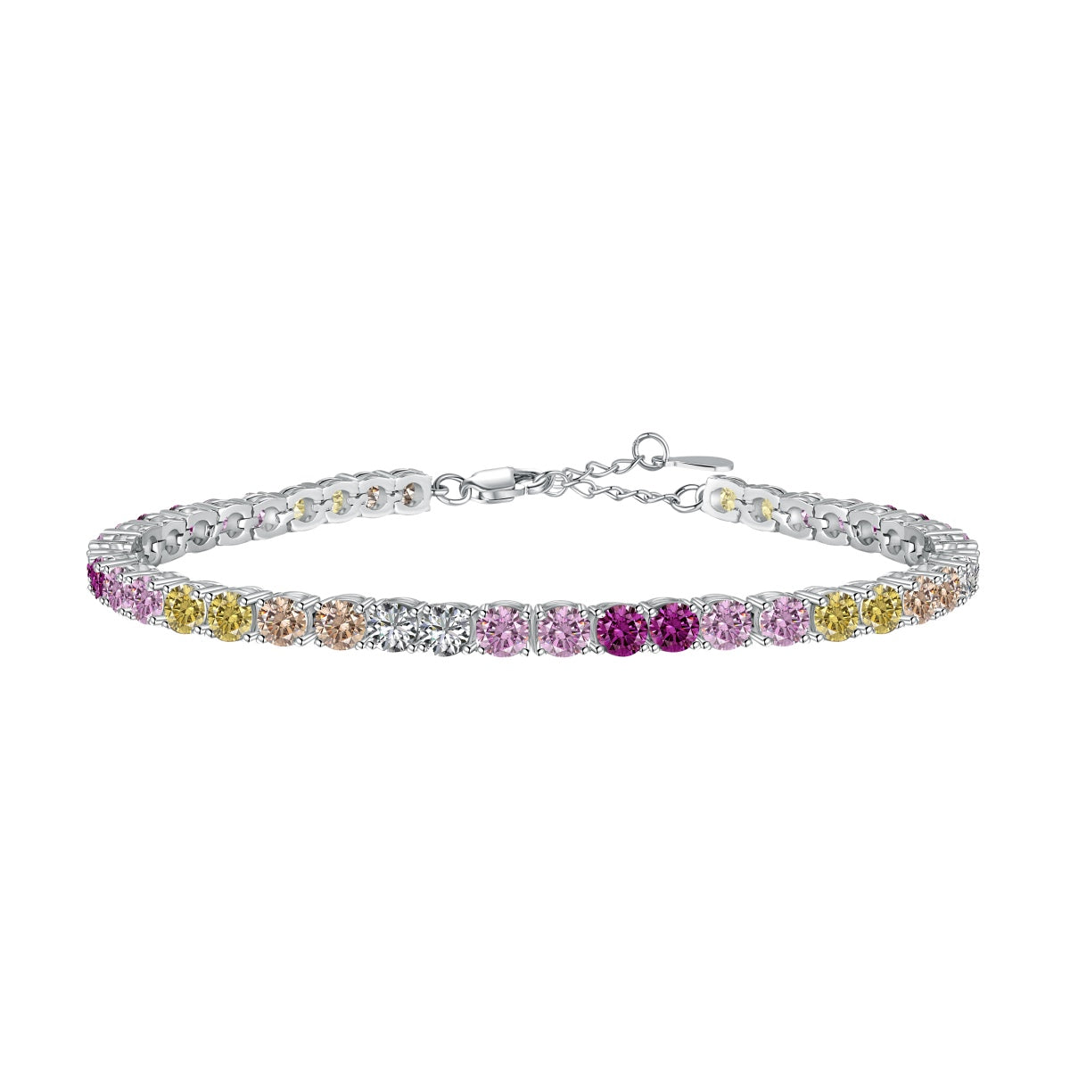 [Royal Jewelry]Radiant Colorful Round Cut Tennis Bracelet
