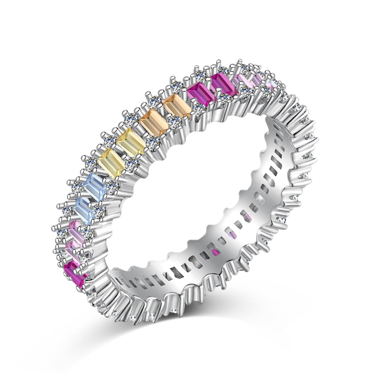[Royal Jewelry]Splashy Ornate Emerald Cut Cocktail Ring
