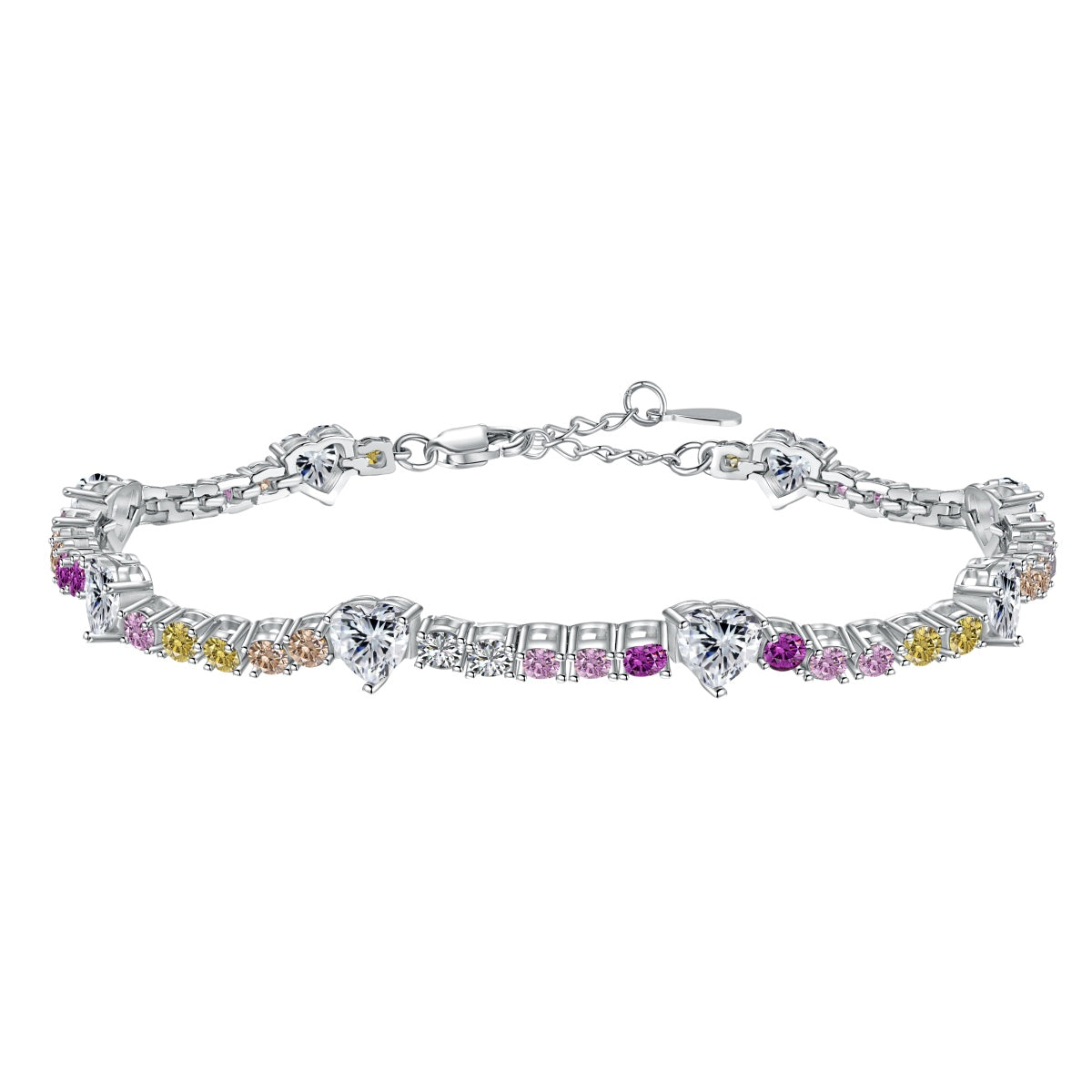 [Royal Jewelry]Romantic Heart Shape Round Cut Lover Bracelet