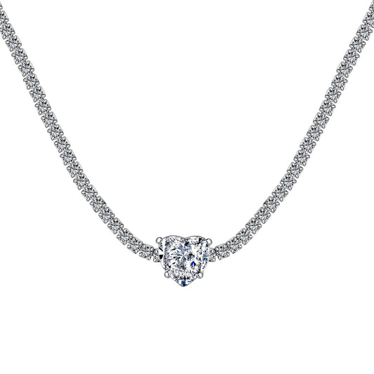 [Royal Jewelry]2.0 Carat Sparkling Tennis Heart Cut Necklace