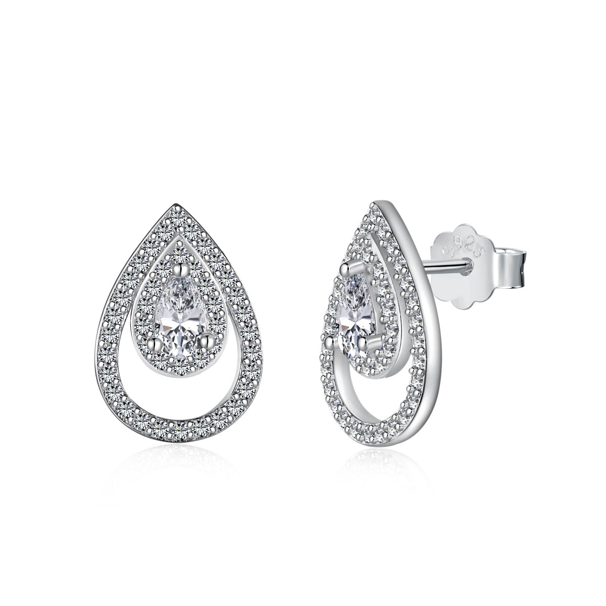 [Royal Jewelry]Sparkling Delicate Water Drop Shape Daily Earrings