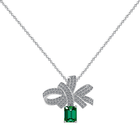[Royal Jewelry]Luxurious Flower Shape Emerald Cut Necklace