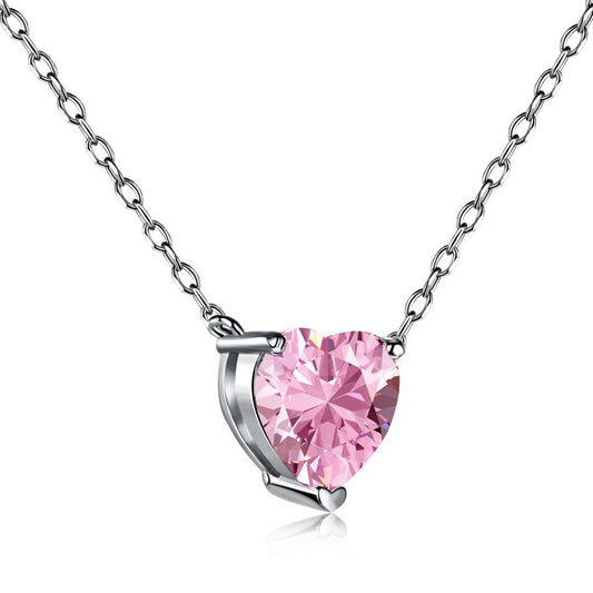 [Royal Jewelry]Heart Shape Main Stone Pendant Collarbone Necklace