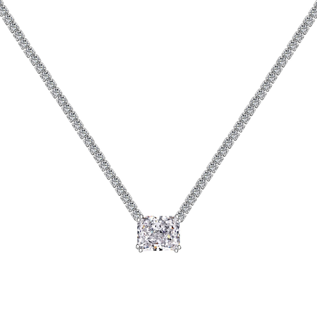 [Royal Jewelry]4.0 Carat Elegant Radiant Cut Necklace