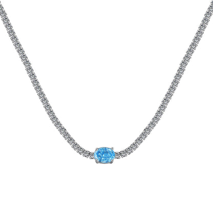 [Royal Jewelry]1.0 Carat Shining Oval Cut Necklace