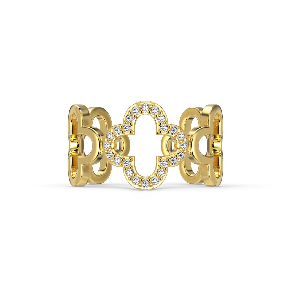 [Royal Jewelry]Hollow Design Four-Leaf Clover Flower Shape Ring