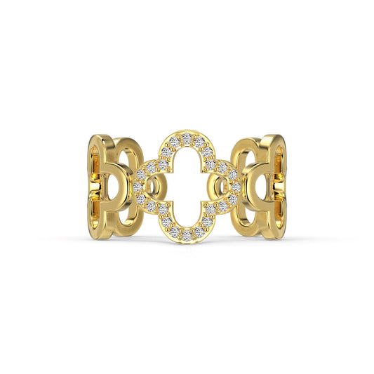 [Royal Jewelry]Hollow Design Four-Leaf Clover Flower Shape Ring