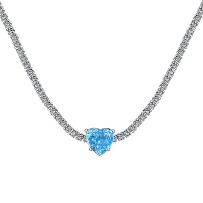 [Royal Jewelry]2.0 Carat Sparkling Tennis Heart Cut Necklace
