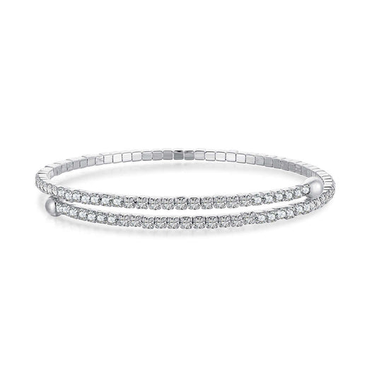 [Royal Jewelry]Row of Diamonds Round Fashion Bracelet