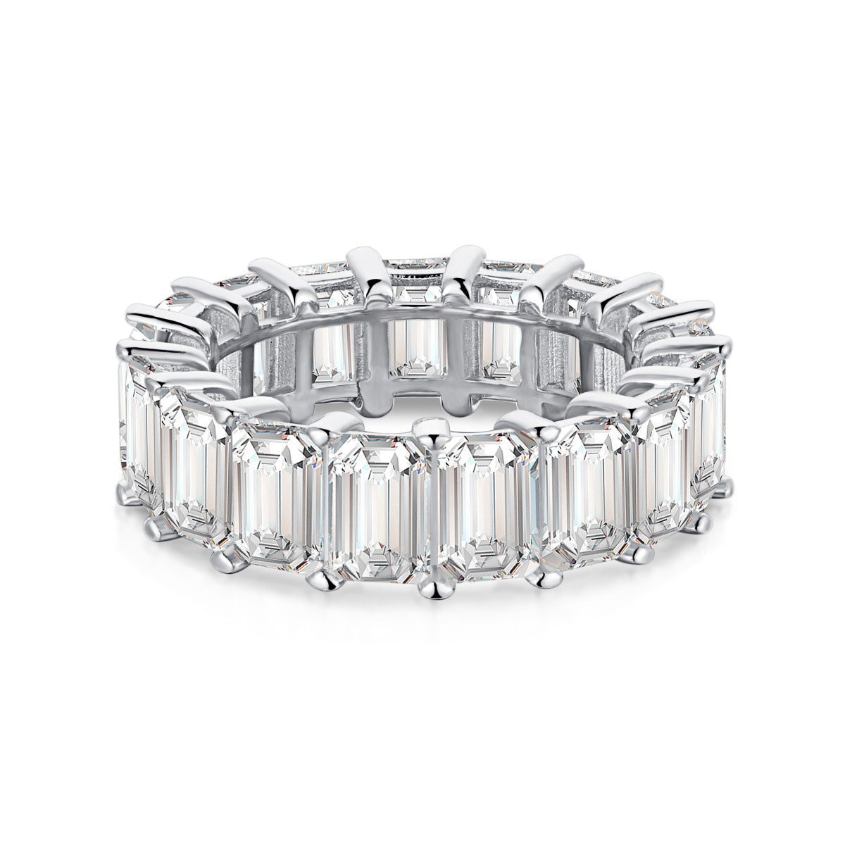 [Royal Jewelry]0.75 Carat Elegant Emerald Cut Tennis Ring
