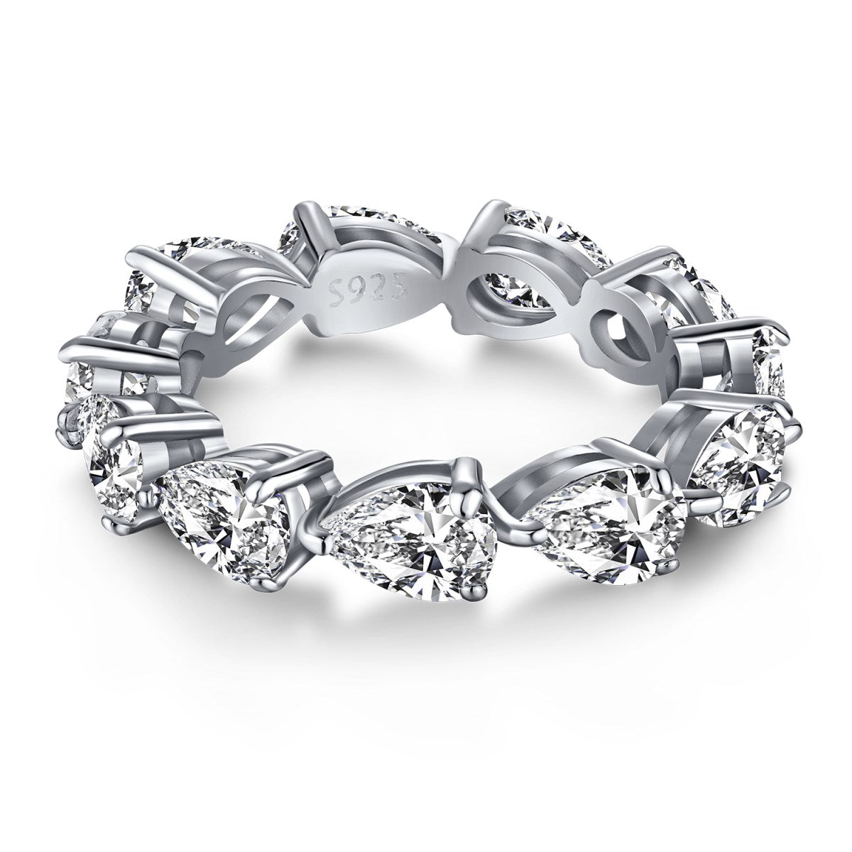 [Royal Jewelry]Exquisite Pear Cut Tennis Ring