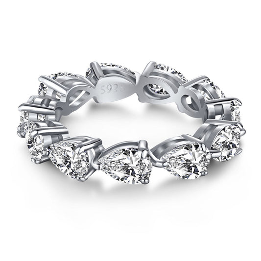 [Royal Jewelry]Exquisite Pear Cut Tennis Ring